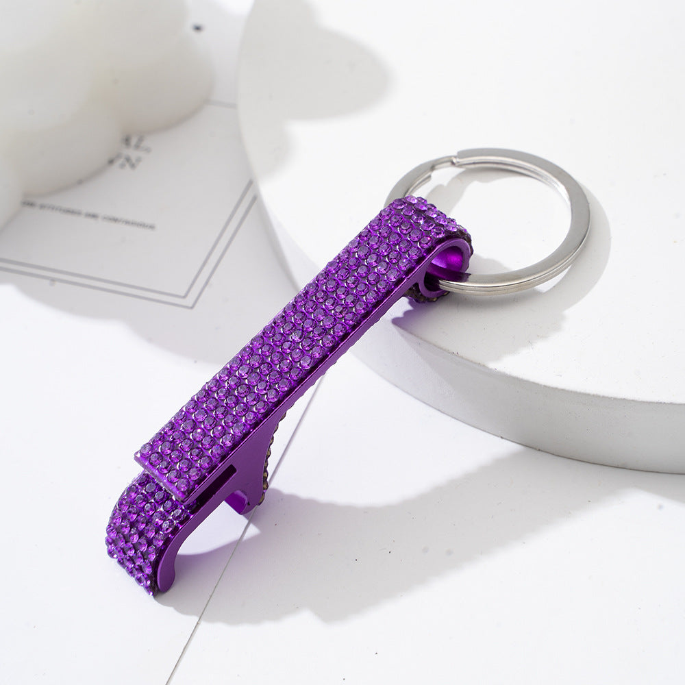 Wholesale Colorful Rhinestone Aluminum Alloy Beer Bottle Opener Keychain